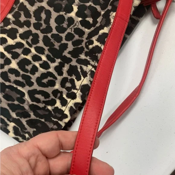 *SOLD* Coach Leopard Print & Red Hobo Bag, Trimmed w/ Leather, Red Tan & Black - Picture 10 of 13